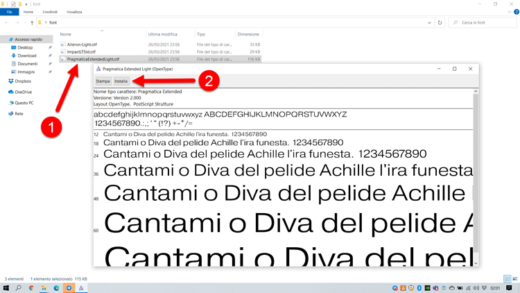 come installare fonts