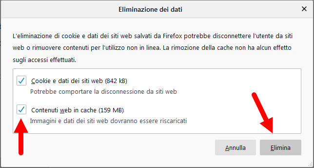 come svuotare cache firefox