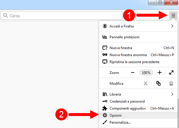 menu-opzioni browser firefox