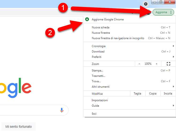 aggiornare google chrome
