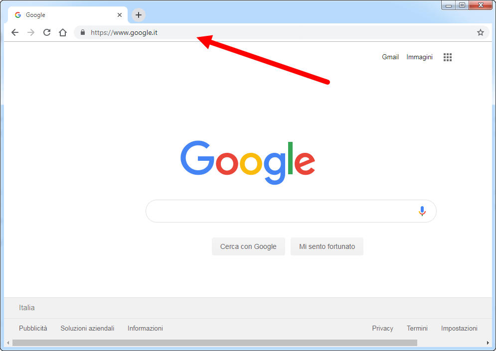 barra indirizzi sito browser