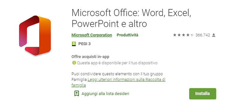 scaricare office per android