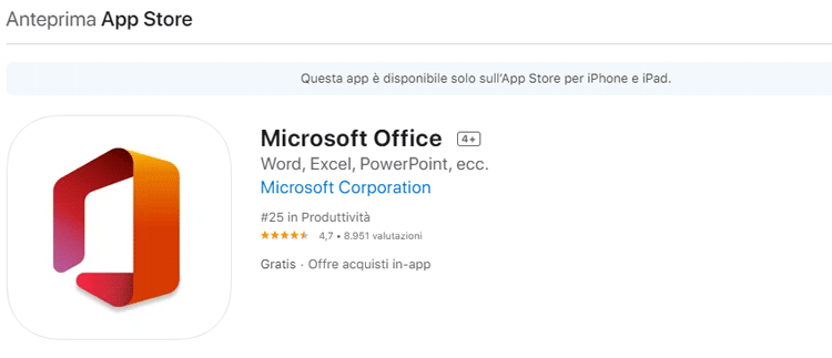 scaricare office per ios