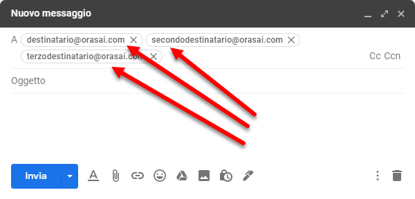 inviare mail a piu destinatari