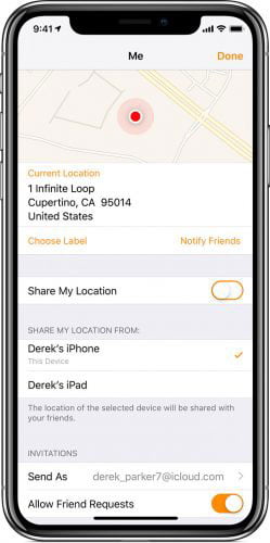 trova i miei amici localizzazione iphone