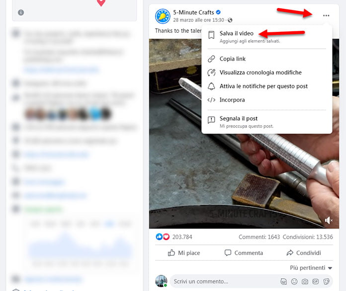 Come salvare video su facebook