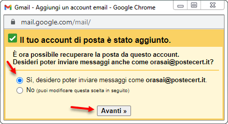 inviare messaggi da pec con gmail